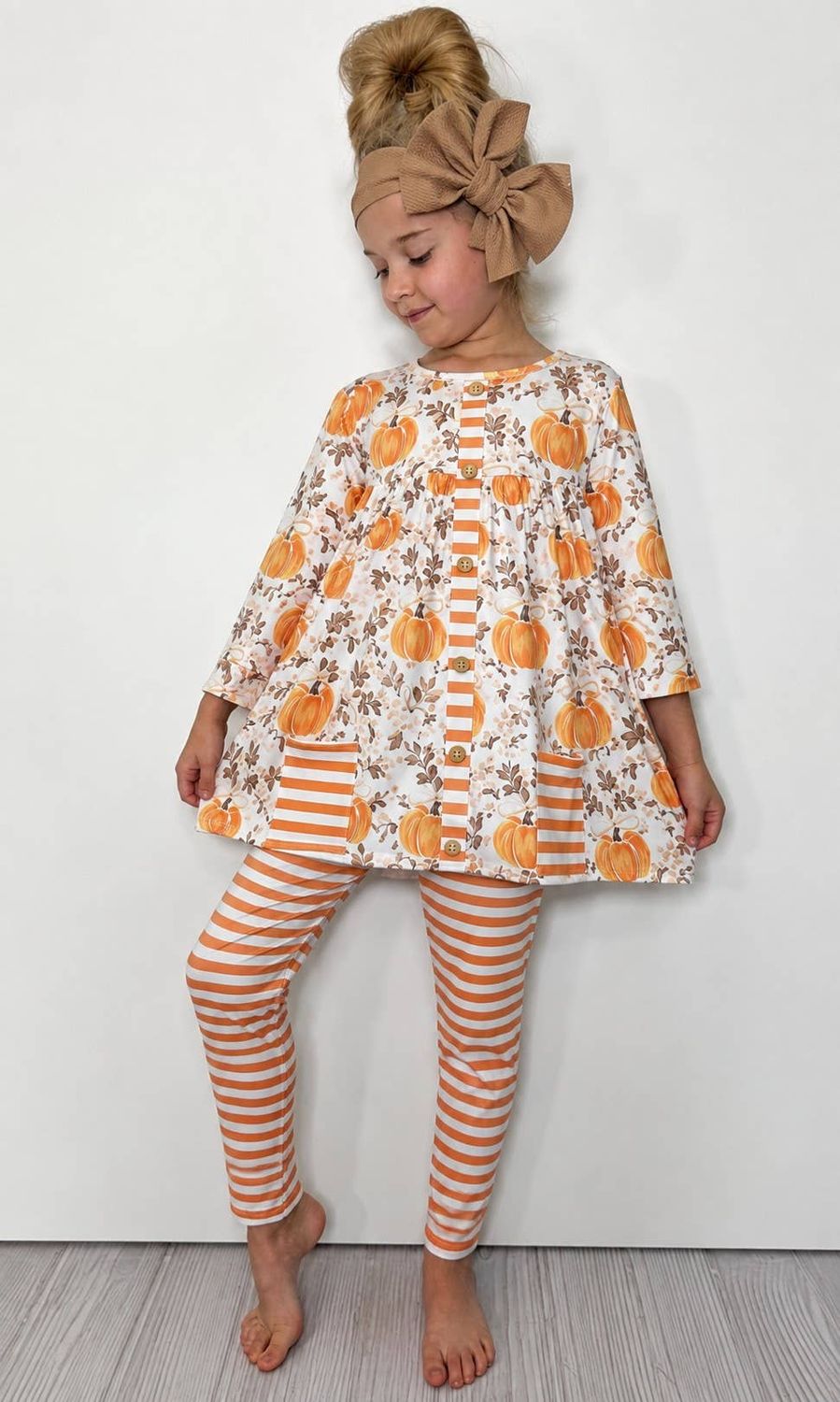 Pumpkin Spice Stripes Girls Set