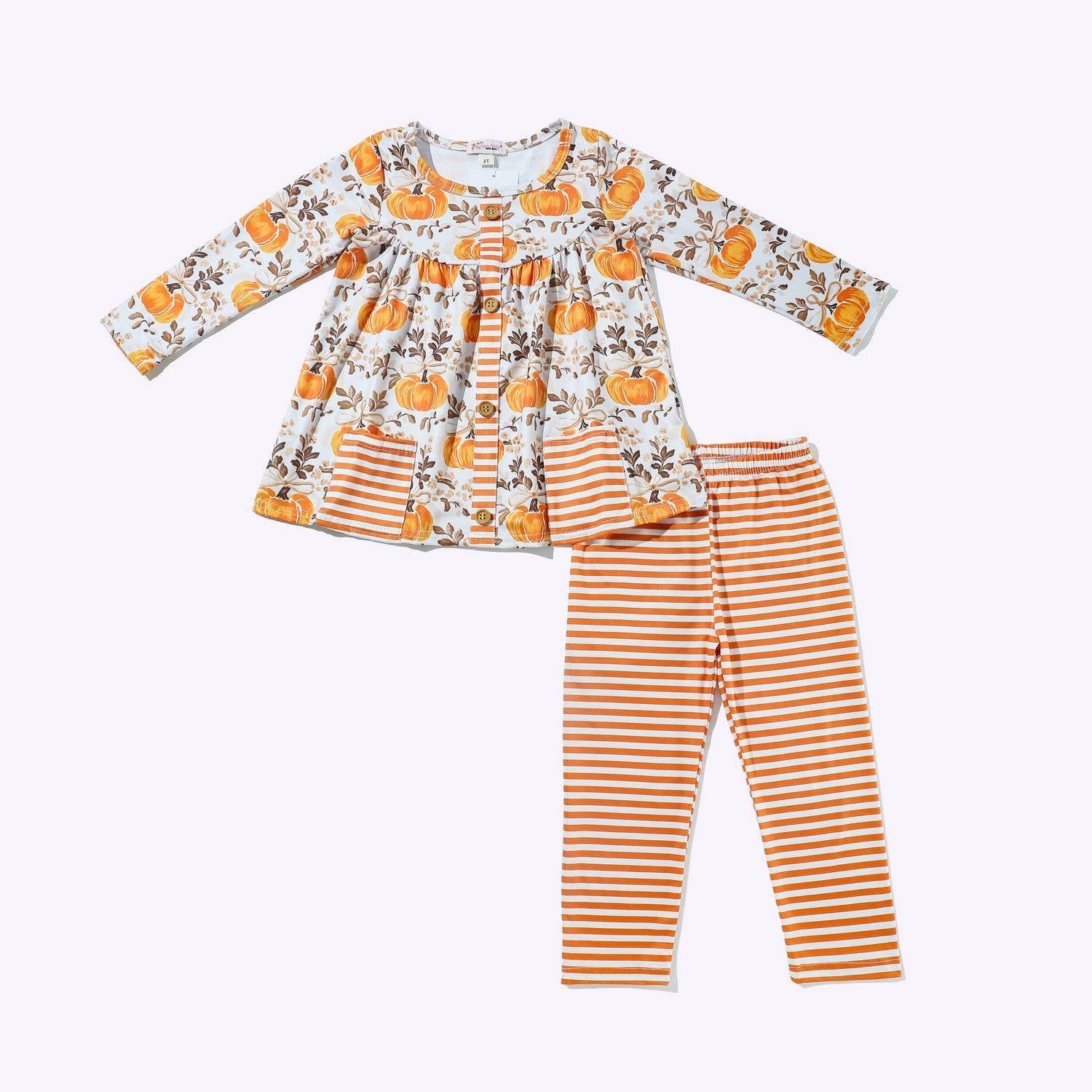 Pumpkin Spice Stripes Girls Set