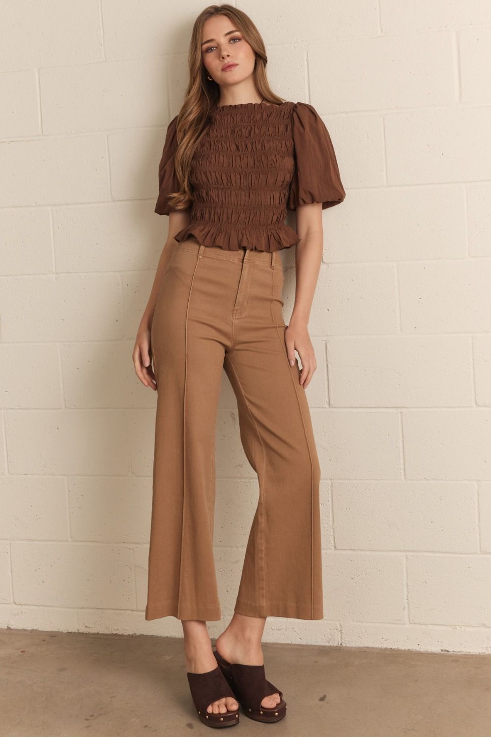 Mocha denim crop pants