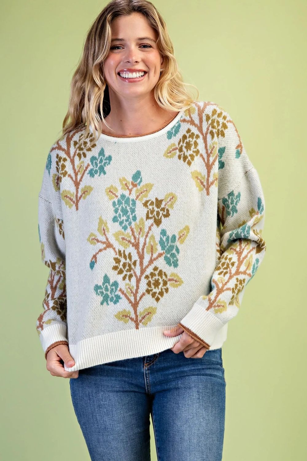 Cream Mix Floral Sweater