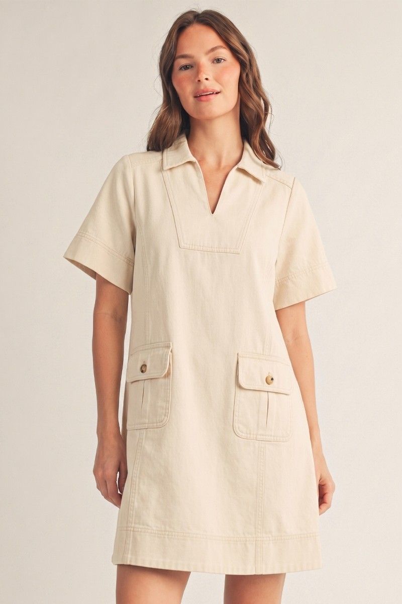 Mineral Wash Vneck Dress