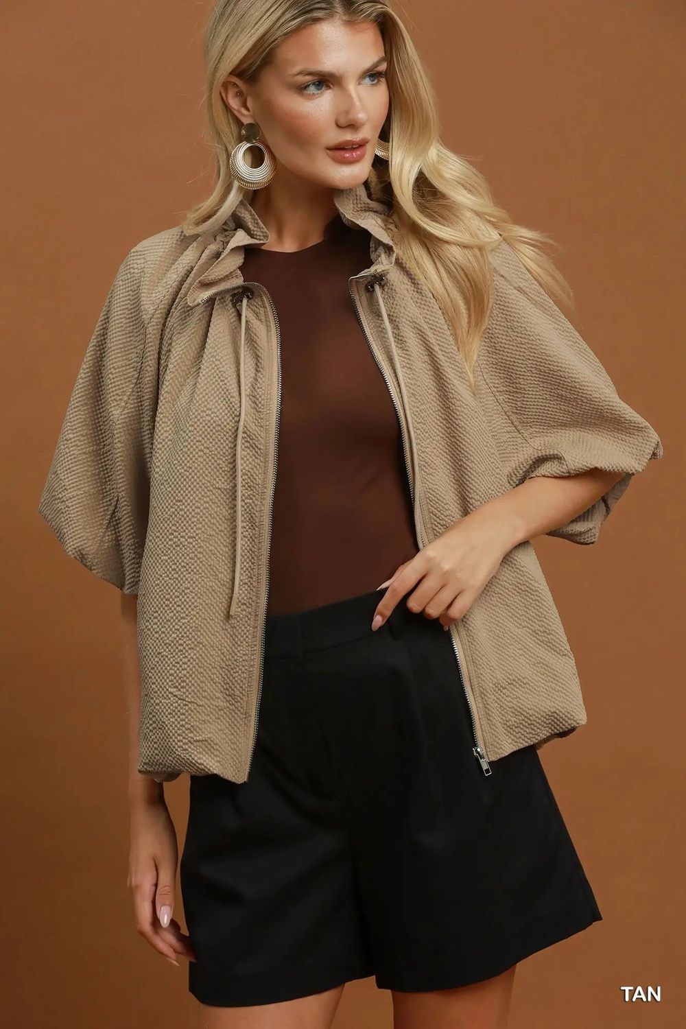 Tan zip up jacket