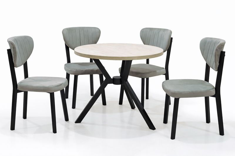 Traverten Wooden Table + 4 Chairs