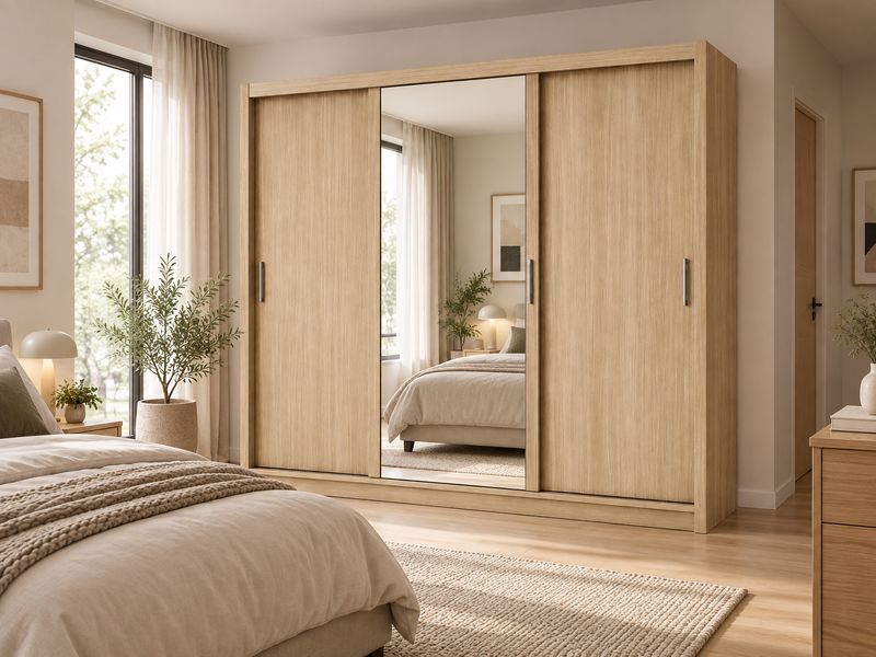 Koblenz 250cm Wide 3 Door Sliding Mirror Wardrobe