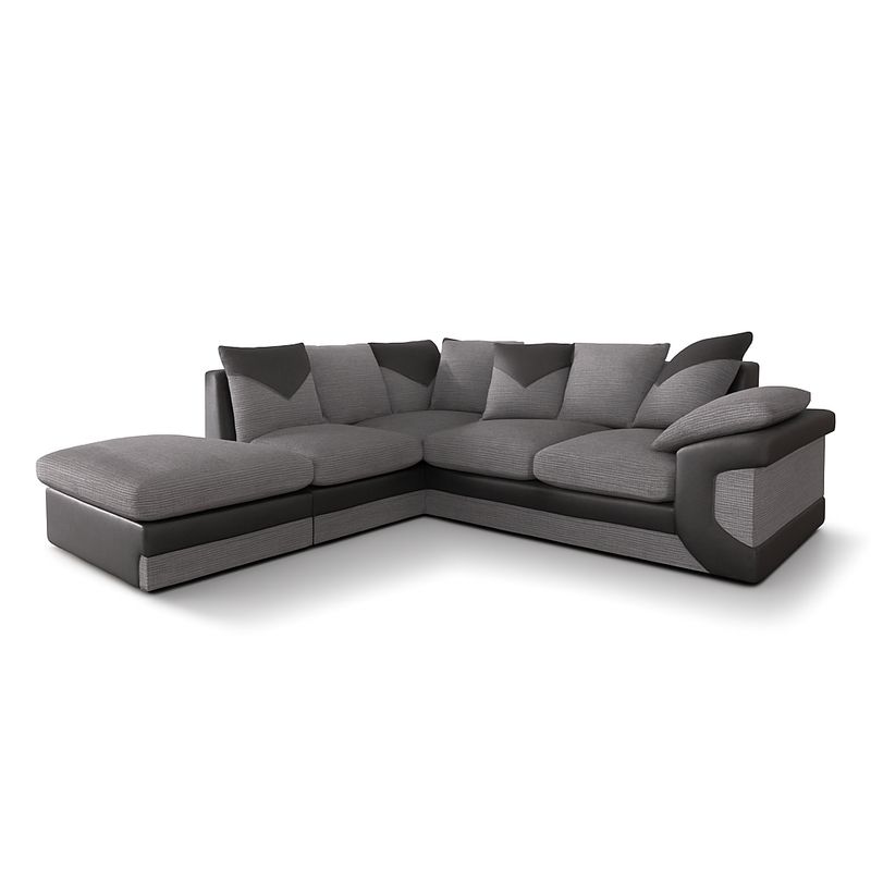 Dino Jumbo Cord Left Hand Corner Sofa with detachable footstool