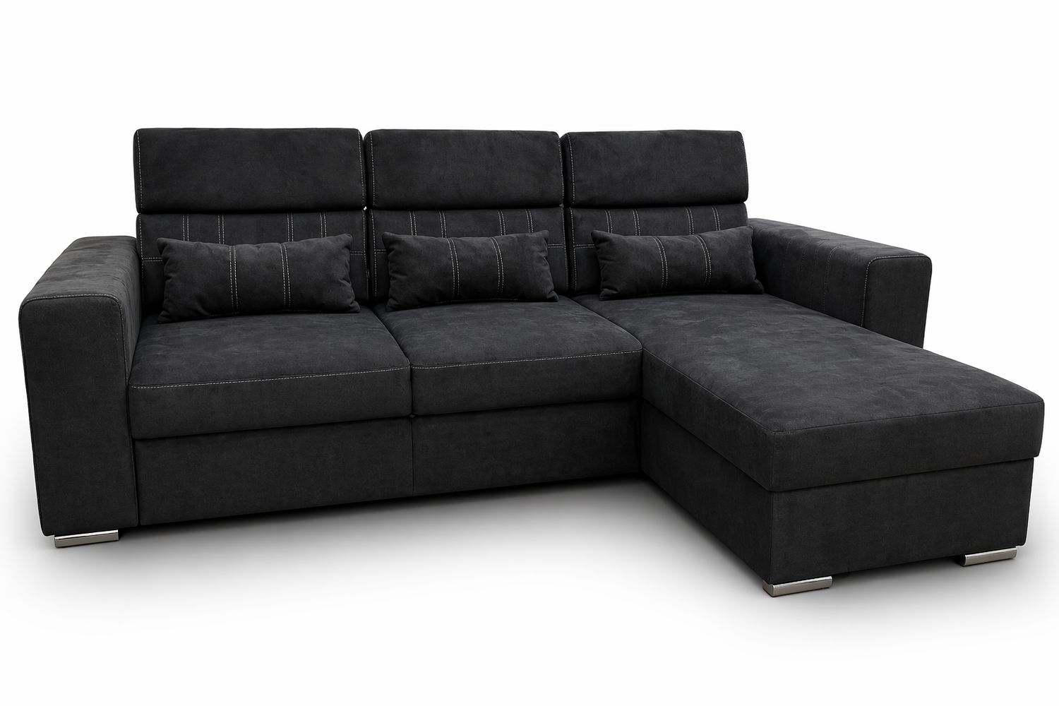 Alisa black 4 seater L shape corner sofa