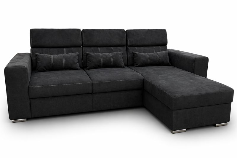 Alisa black 4 seater L shape corner sofa