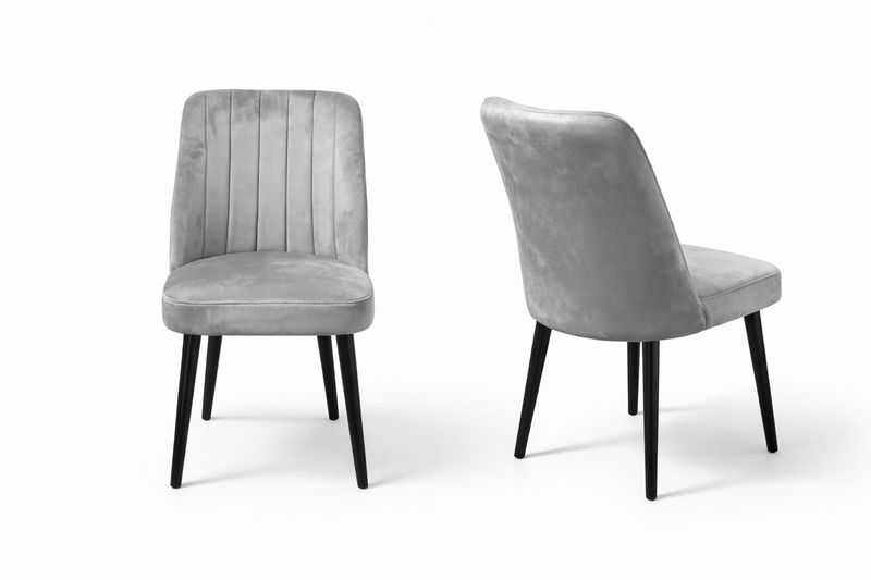 High Gloss Round Wooden + 4 Velvet Chairs