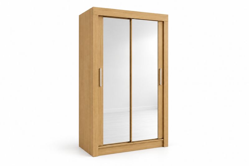 Milan 100cm Wide 2 Door Sliding Mirror Wardrobe
