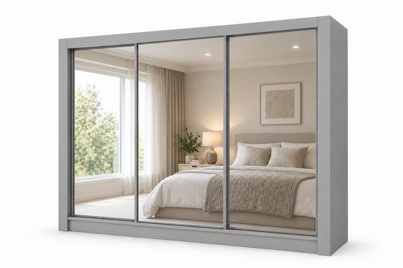 Milan 250cm Wide 3 Door Sliding Mirror Wardrobe
