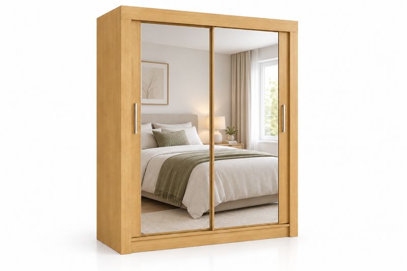 Milan 180cm Wide 2 Door Sliding Mirror Wardrobe