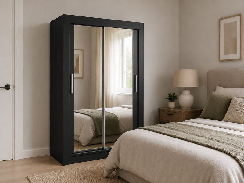 Milan 120cm Wide 2 Door Sliding Mirror Wardrobe Milan 120cm Wide 2 Door Sliding Mirror Wardrobe