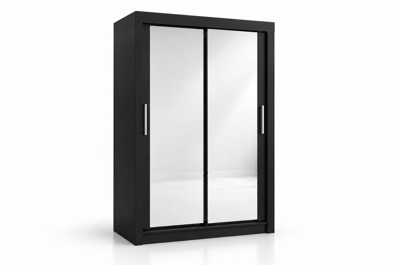 Milan 120cm Wide 2 Door Sliding Mirror Wardrobe