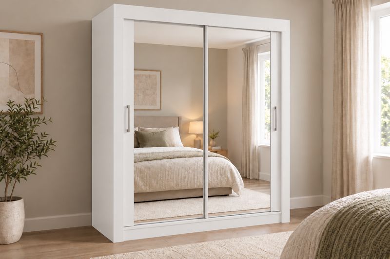 Milan 150cm Wide 2 Door Sliding Mirror Wardrobe Milan 150cm Wide 2 Door Sliding Mirror Wardrobe