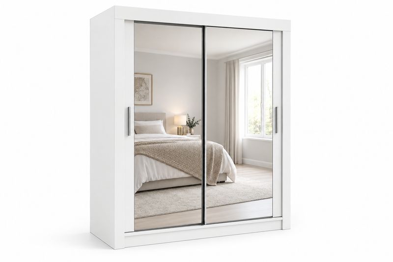 Milan 150cm Wide 2 Door Sliding Mirror Wardrobe