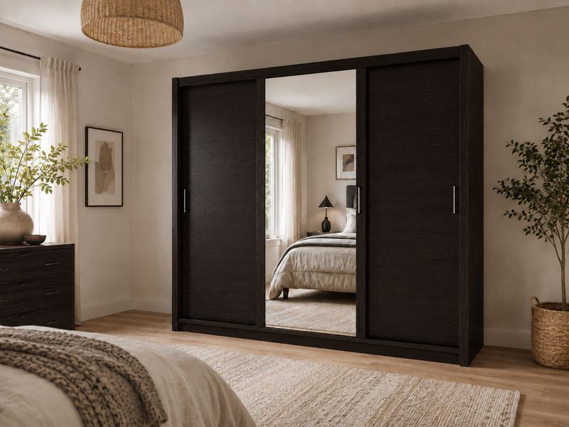 Koblenz 203cm Wide 3 Door Sliding Mirror Wardrobe