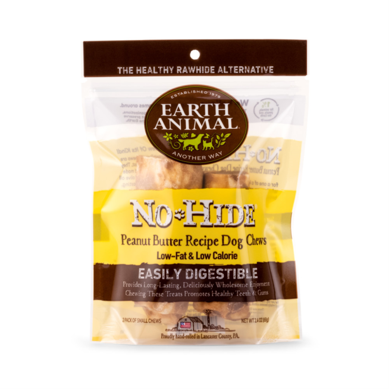 Earth Animal - No Hide - Peanut Butter, 4" Chew (2PK)