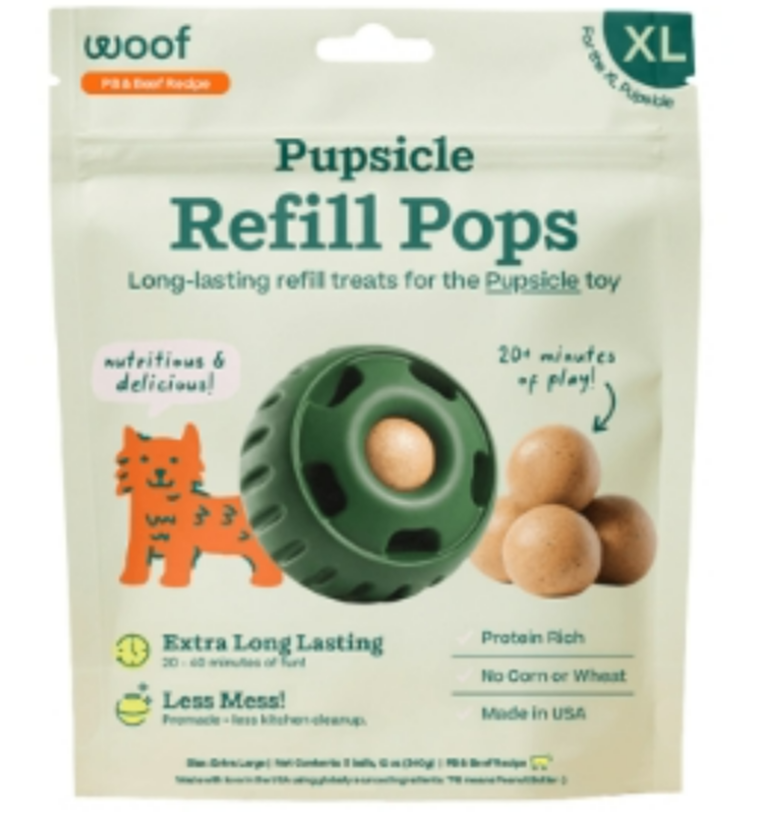Woof Pet - Pupsicle Pops - Beef &amp; PB, XL 12 oz 5 pack