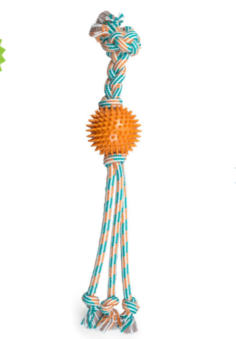 ThoozyPet Squid Tails Tug w/ Spike Ball - ORG, 22"