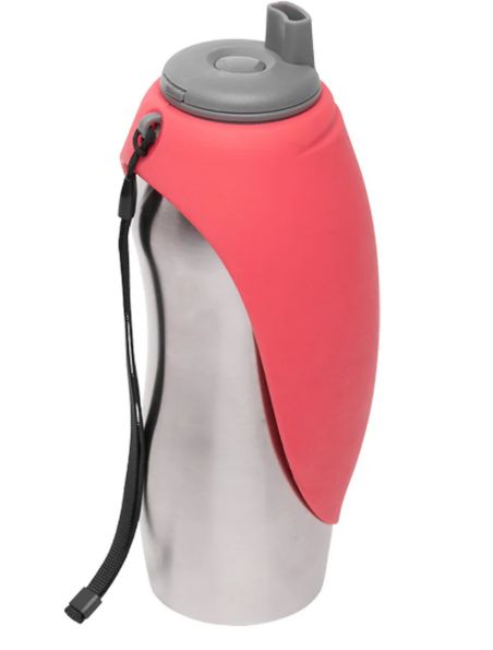 Messy Mutts - Double Wall SS Travel Water Bottle - Red, 24 oz