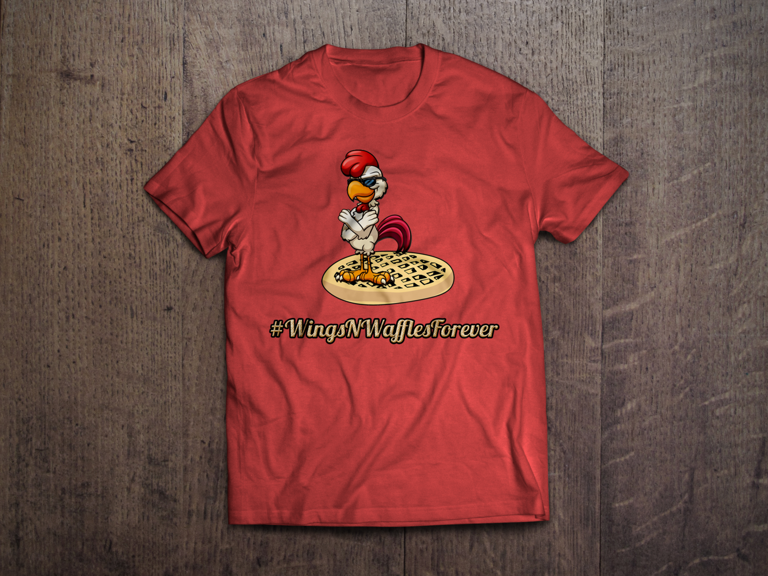 Wings N&#39; Waffles Forever T-Shirt (Red) [PREORDER]