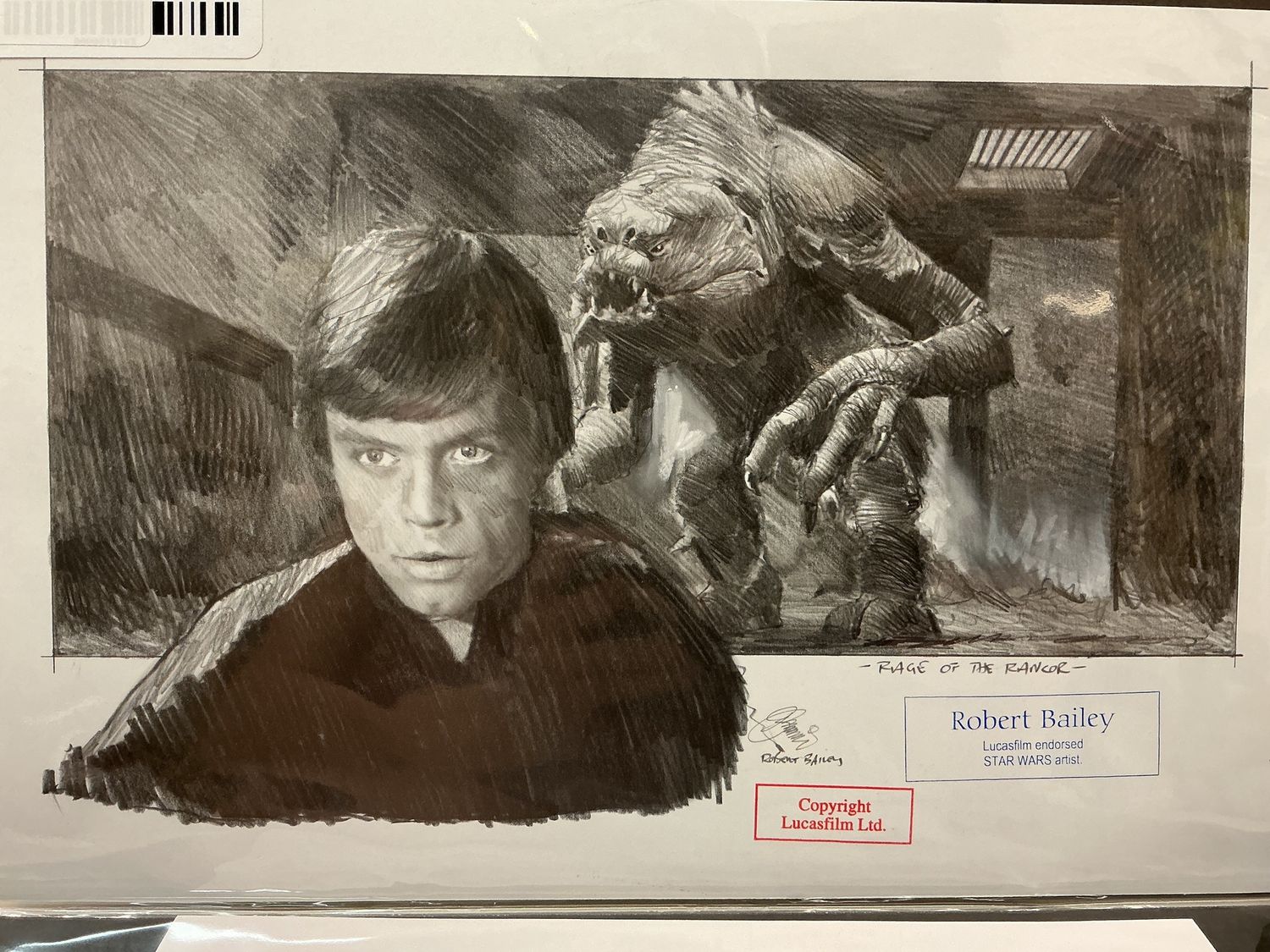 Robert Bailey Original Star Wars Graphite Drawing, 15”x10”