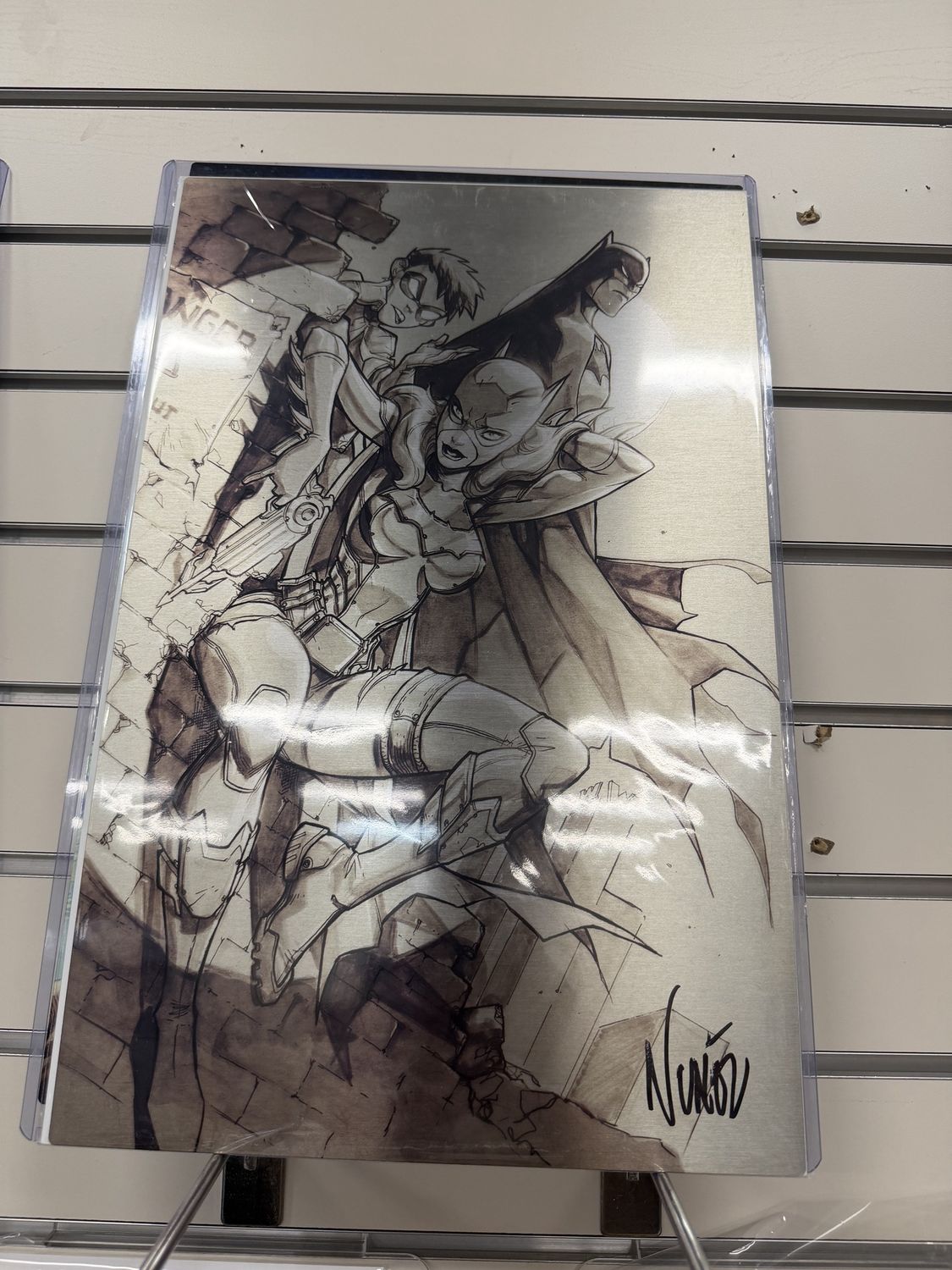 11"x17" Wall Art, Character: Batman, Batgirl, and Robin, Type: Metal, Signed