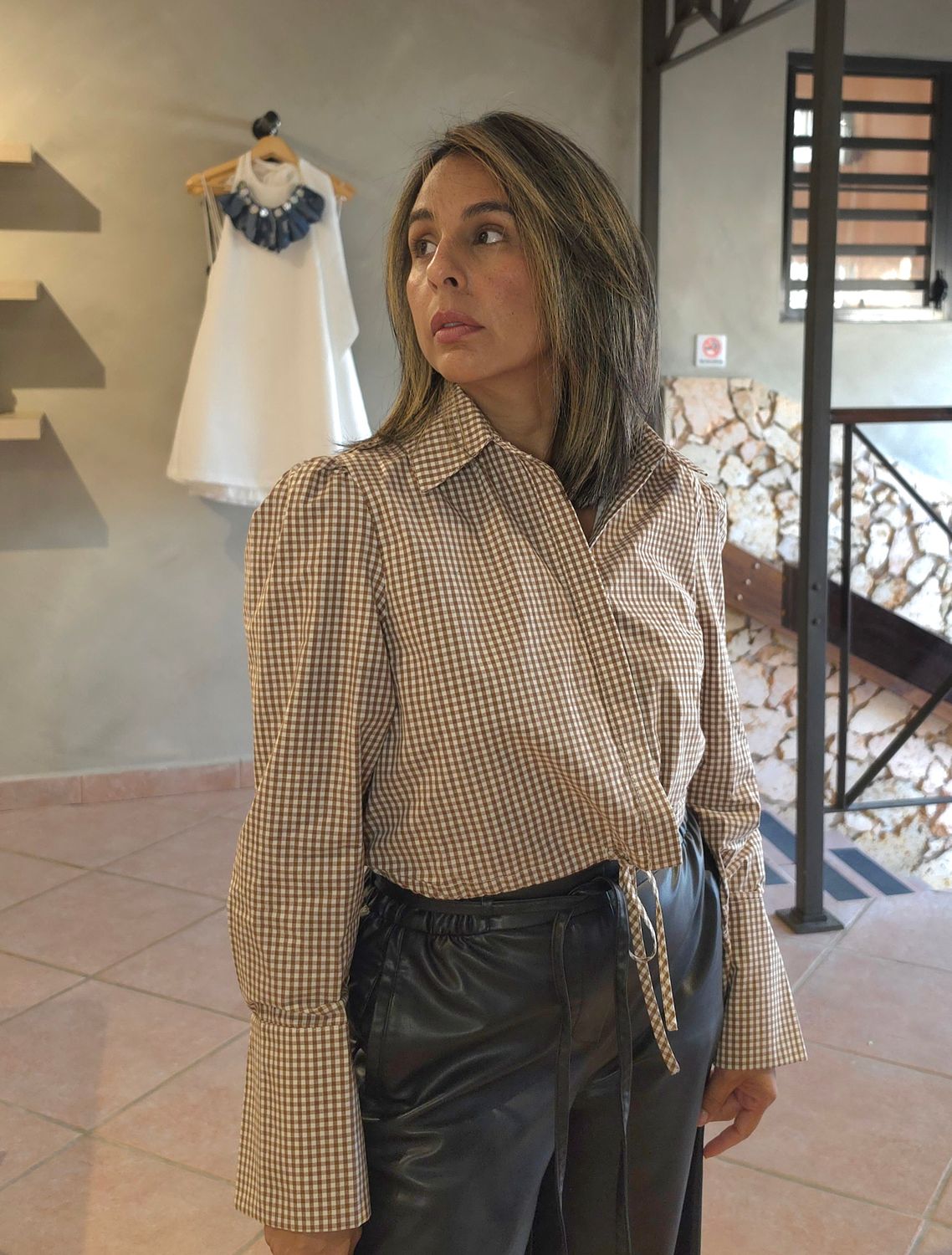 Gingham Cropped Shirt