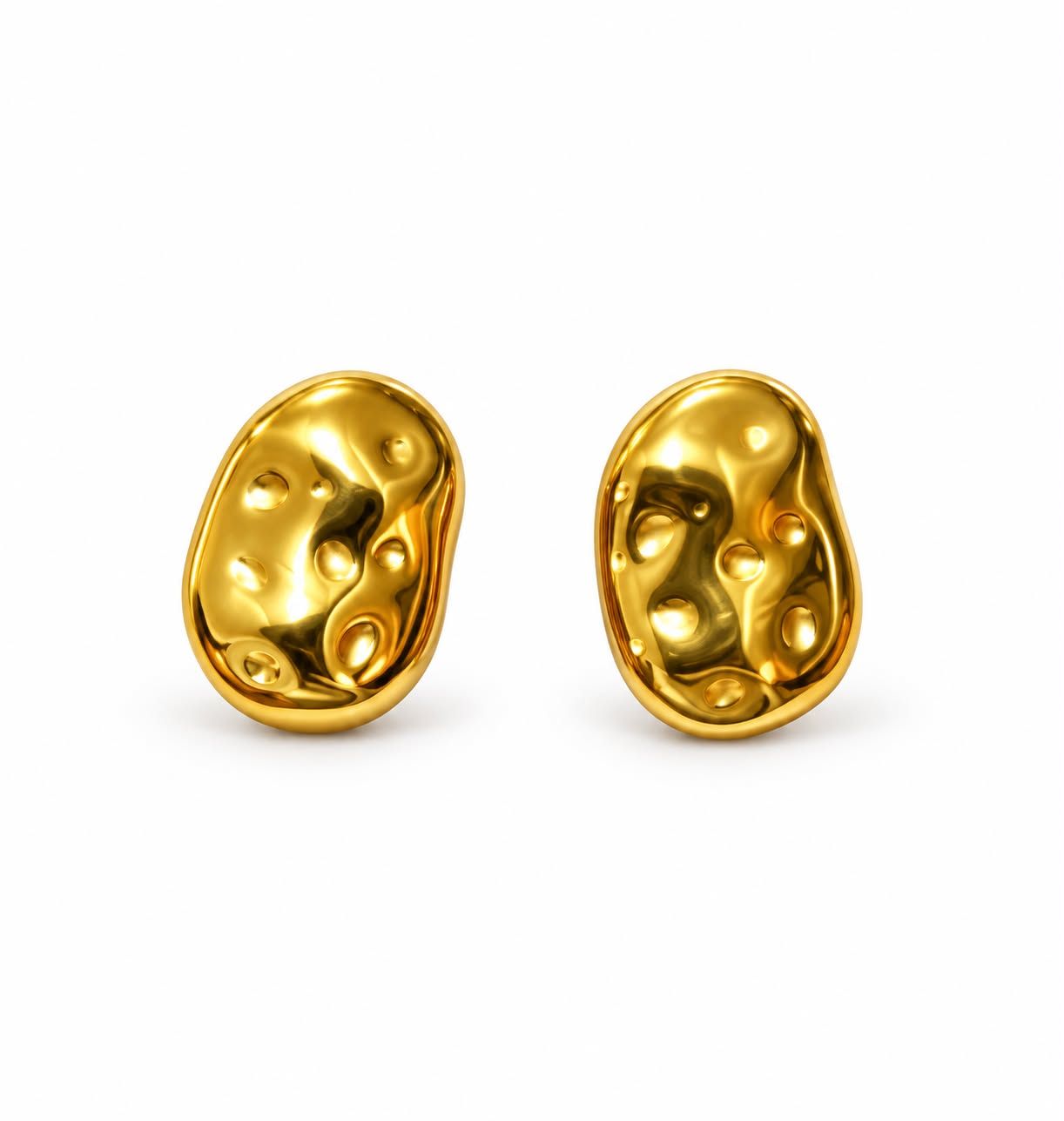 Gold Pebble Studs