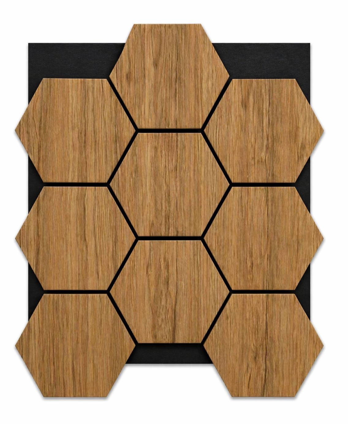 Panel acústico hexagonal para pared, fonoabsorbente, efecto roble, juego de 12 piezas, 660×810×18MM