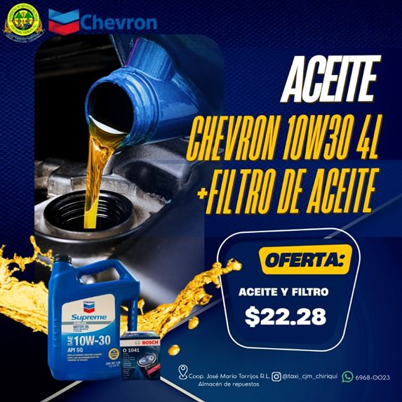 Aceite Chevron 10W30 4L + Filtro de Aceite