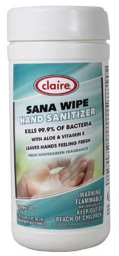 Claire Sana Wipe Hand Sanitizing Wipes (case of 6)
