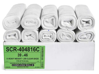 45 Gal. 39 in. x 46 in. 16 mic Clear Trash Bags (250-Count)