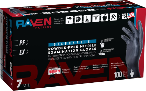 Raven Patriot Powder-Free Nitrile Disposable Gloves (100pk)