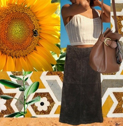 Peace, Love and Patchwork Suede Skirt