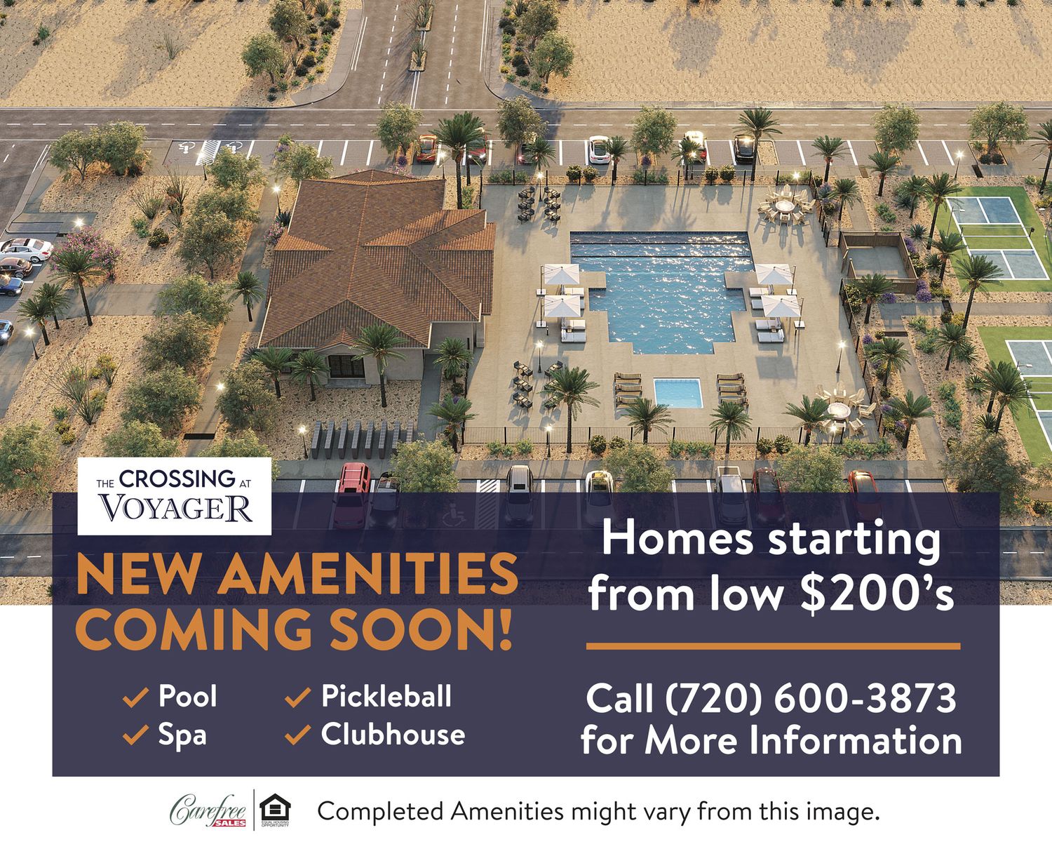 The Crossing at Voyager New Amenities Coming Soon Sign