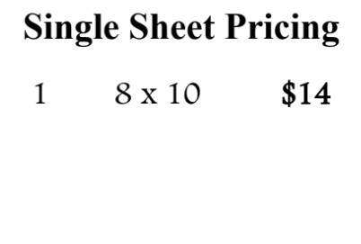 Single Sheet F 1 - 8x10 Single Sheet F 1 - 8x10