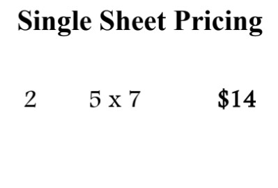Single Sheet G 2 - 5x7 Single Sheet G 2 - 5x7