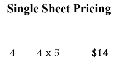 Single Sheet H 4 - 4x5 Single Sheet H 4 - 4x5