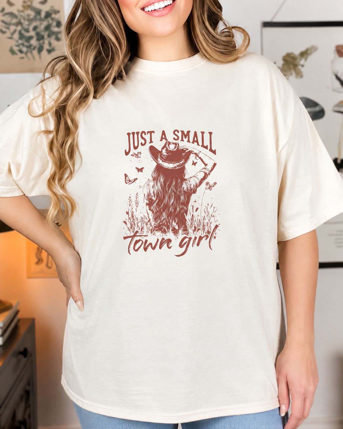 Just a Small Town Girl Western Cowgirl Graphic T-Shirt