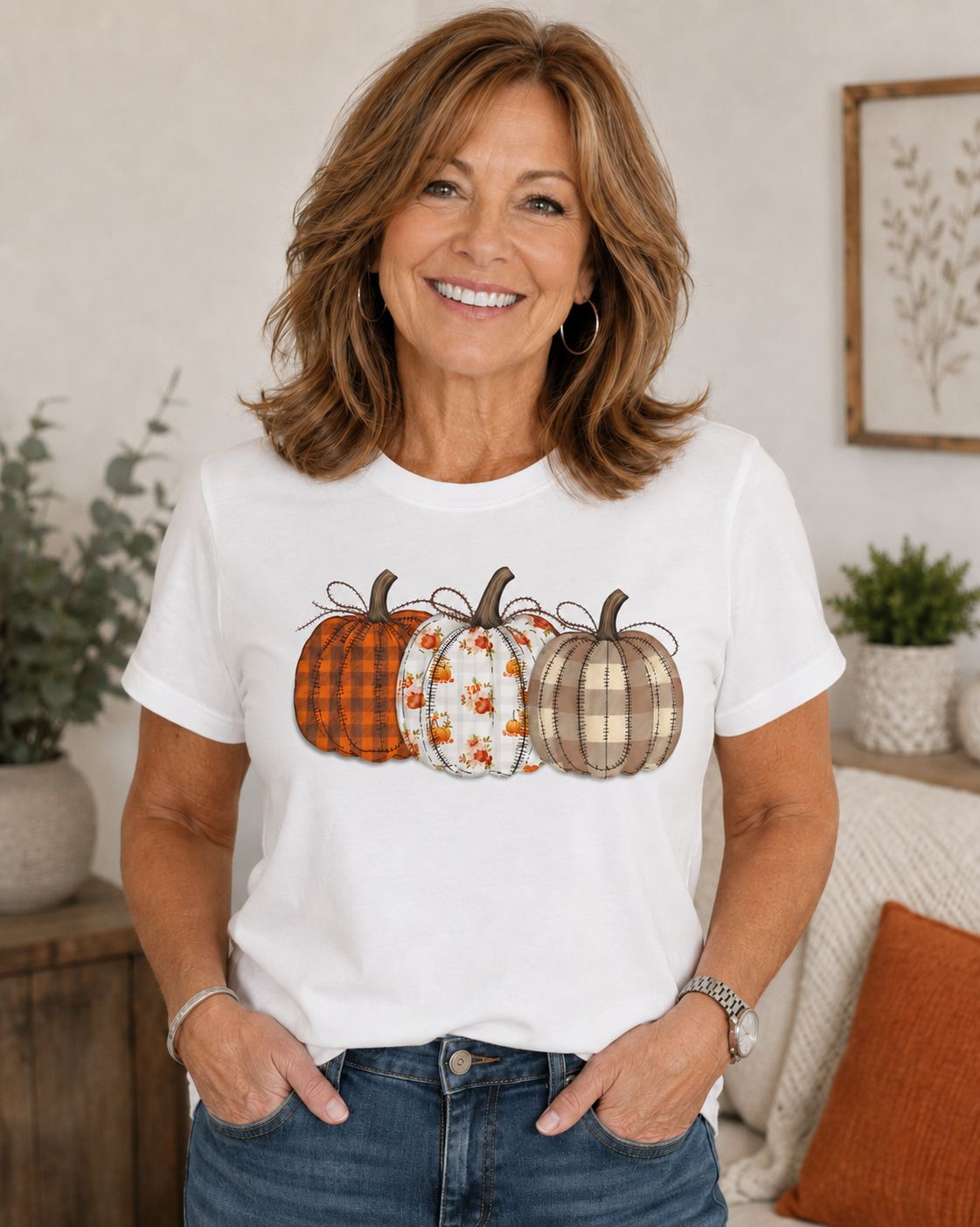 stitched pumpkin graphic tee