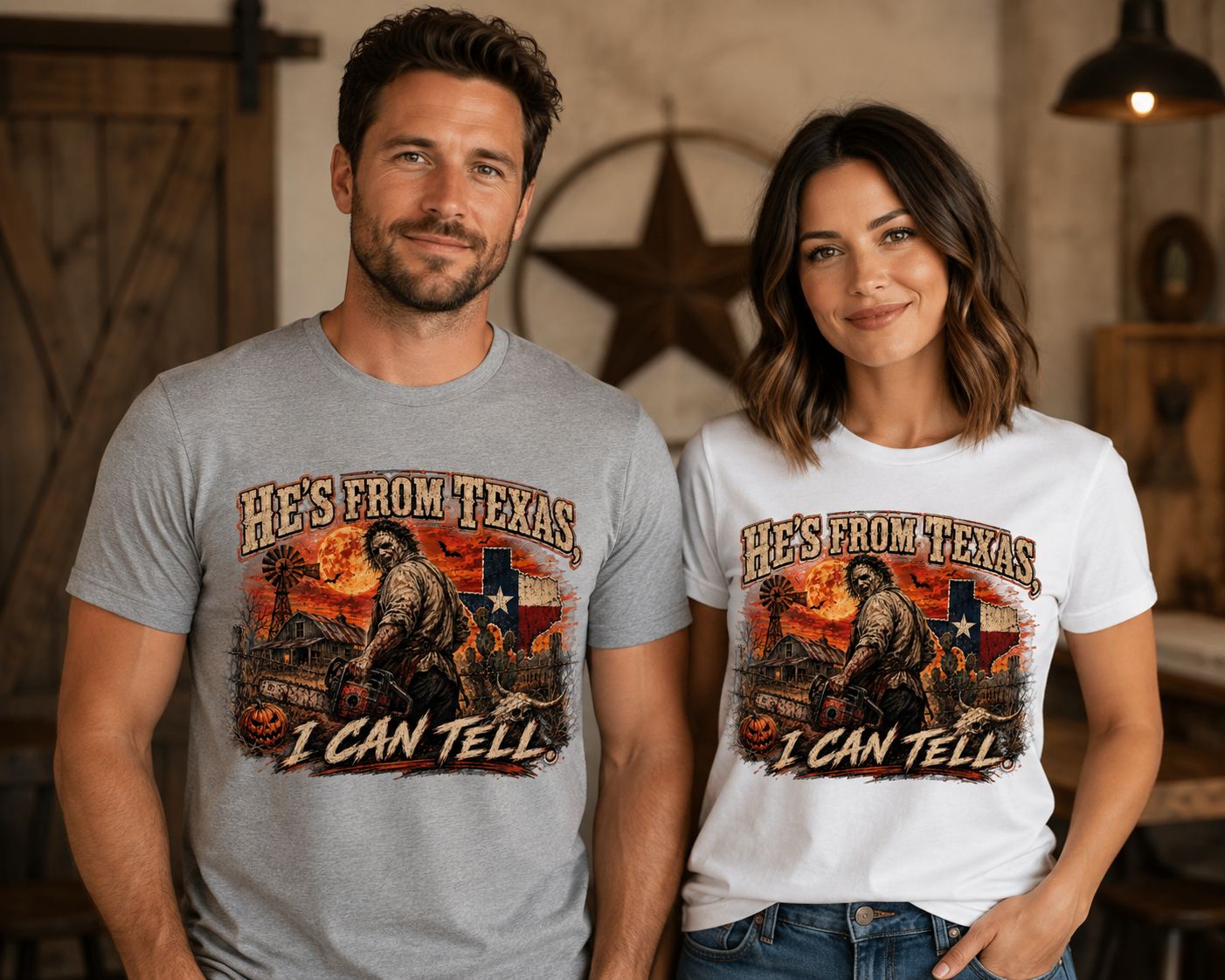 He’s From Texas I Can Tell Shirt – Funny Texas Horror Graphic Tee