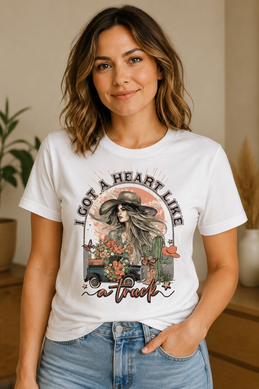 I Got a Heart Like a Truck Western Boho Women’s T-Shirt