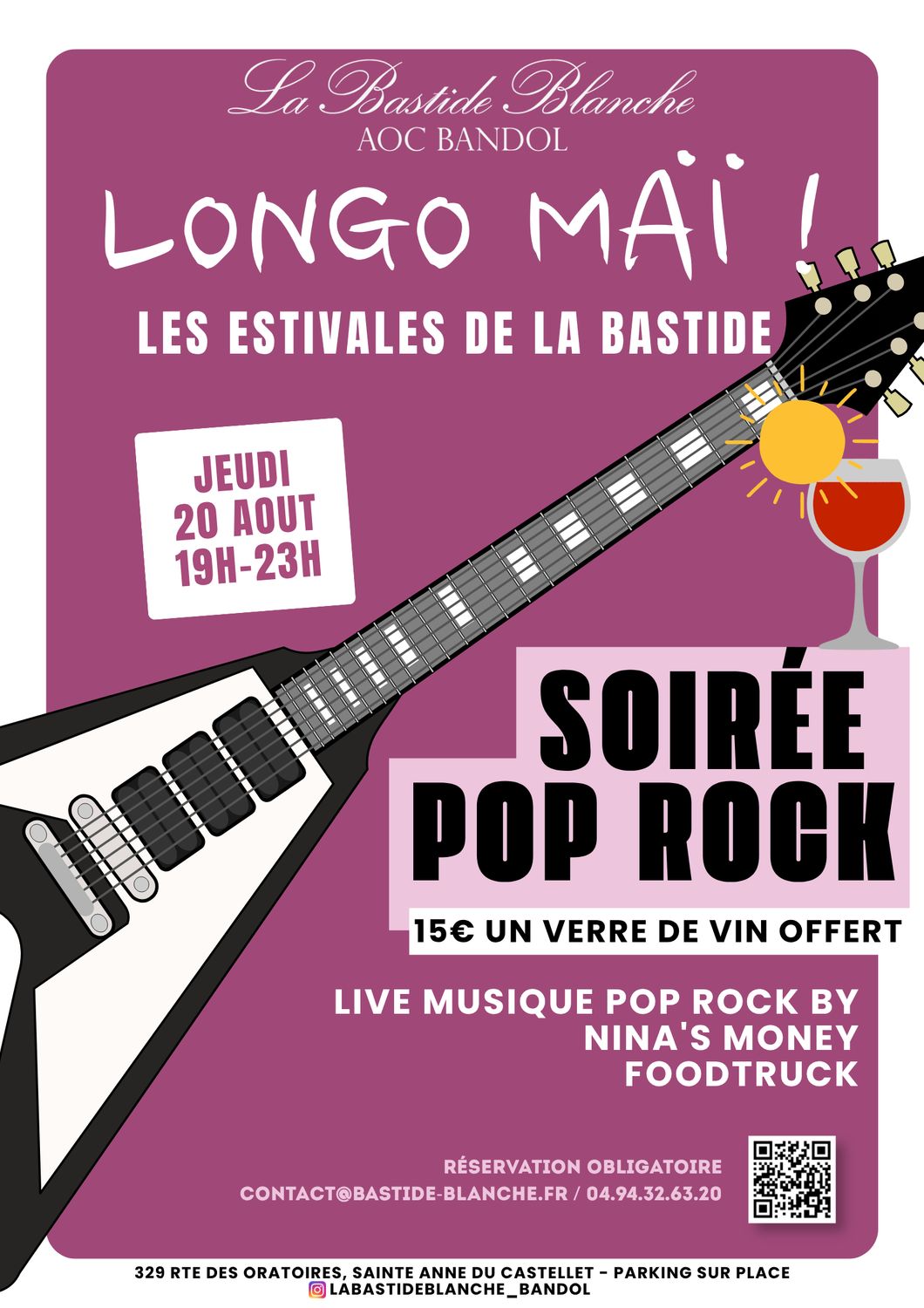 Soirée Pop Rock  Longo Maï Vendredi 20 août