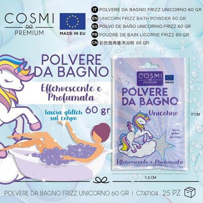 Αρωματική Πούδρα Μπάνιου Μονόκερος με Glitter και Βατόμουρο 60γρ