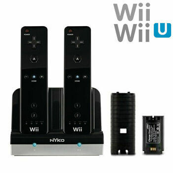Wii WiiU Cargador doble + baterias