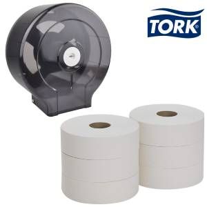 Dispensador + Papel higienico 400mts x6