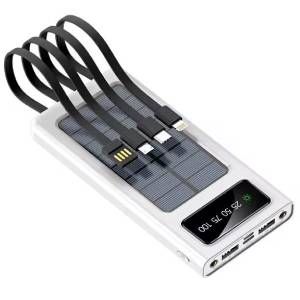 Power bank solar 10000mah + cables 4 en 1