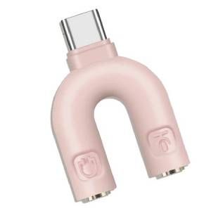 Adaptador plug doble a tipo c rosado