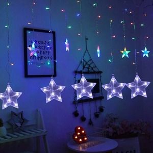 Luces tipo cascada con estrellas